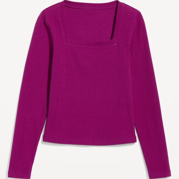 Old Navy Fitted Square-Neck Rib-Knit T-Shirt - Picture 2 of 4